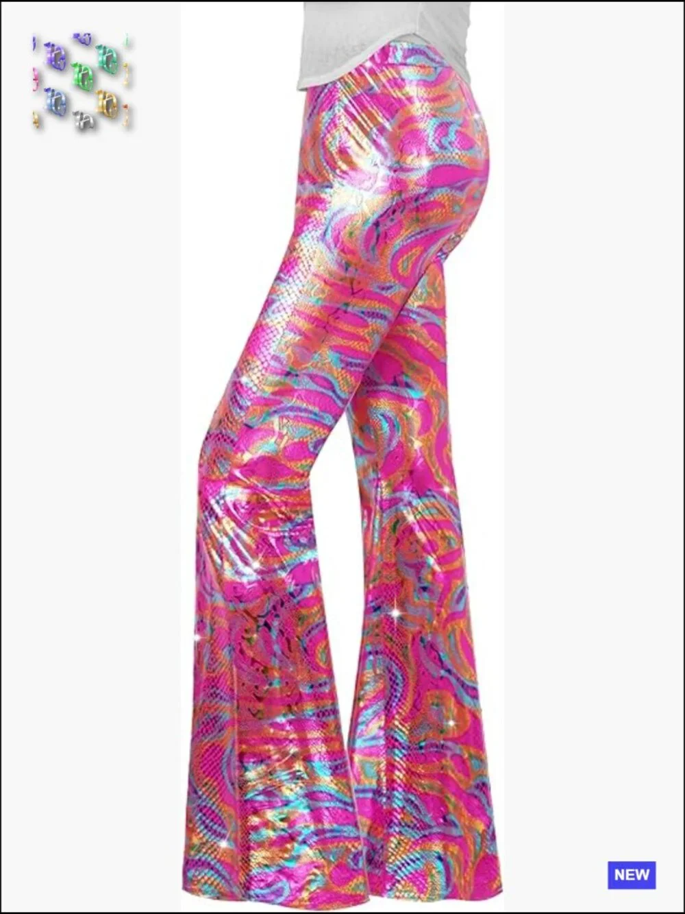 Sequin Flare Pants High Waisted Bell Bottoms Leggings Party Disco Club Sparkly - Picture 1 of 5